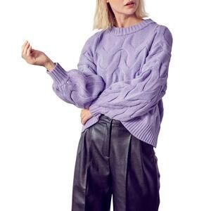 NEW DESSIN STUDIO wide candy cable-knit sweater in violet